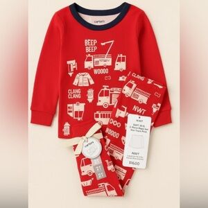 Carter's Red and White Pajama Set with Playful Vehicle Design (E10)”✨